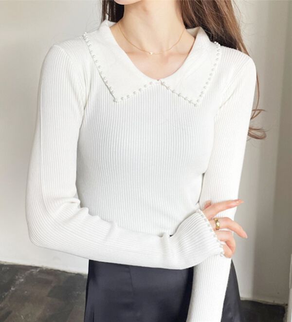 GeeRA（ジーラ）の「【YOUING.】パール衿リブニット（ニット・セーター）」｜詳細画像