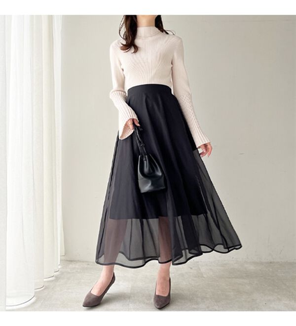 GeeRA（ジーラ）の「シアーデザインフレアーロングスカート（ロングスカート）」｜詳細画像