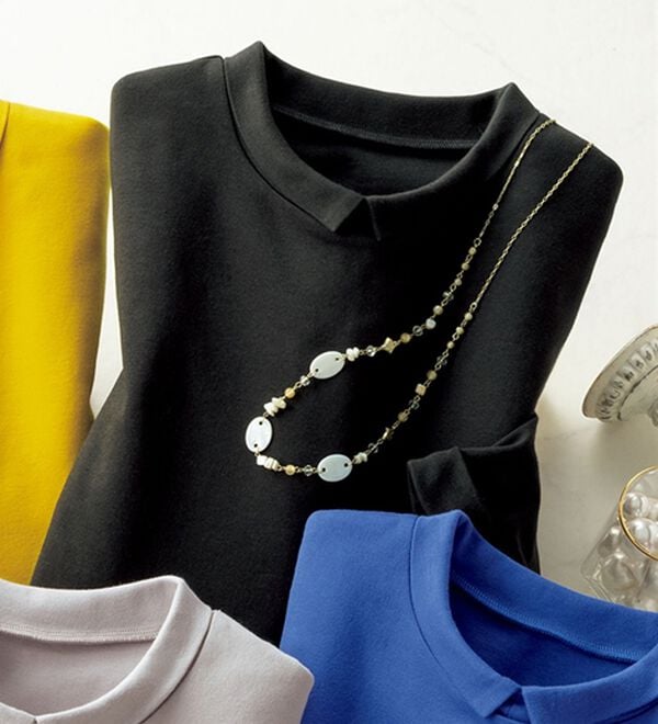 ルフラン（ルフラン）の「抗菌防臭衿つきコットン１００％プルオーバー（カットソー）」｜チャコール