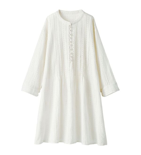 BELLUNA（ベルーナ）の「綿１００％スラブピンタック刺しゅうチュニック（チュニック）」｜詳細画像