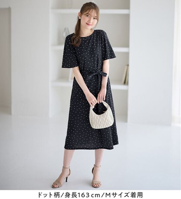 alotta（アロッタ）の「【4つの機能付】ひんやりフレア袖ベルト付ゆるワンピース（カットソーワンピース）」｜詳細画像