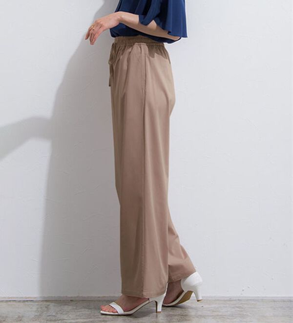Pierrot（ピエロ）の「【選べる丈】ストレッチツイルワイドパンツ（ワイドパンツ・ガウチョ）」｜詳細画像
