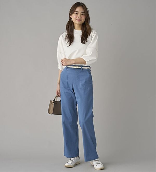 BELLUNA（ベルーナ）の「ひんやり綿混ハイパー美脚ストレッチワイドパンツ（フルレングスパンツ）」｜詳細画像