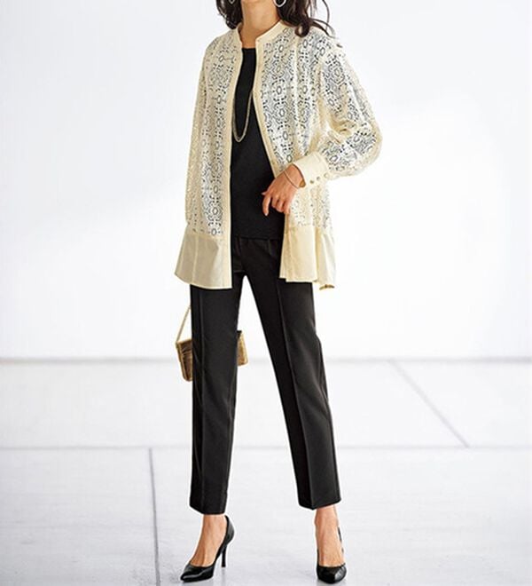 BELLUNA（ベルーナ）の「モダンレース切替デザインシャツチュニック（チュニック）」｜詳細画像