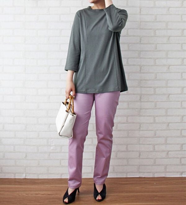 BELLUNA（ベルーナ）の「綿１００％切替デザイン大人顔プルオーバー（チュニック）」｜詳細画像