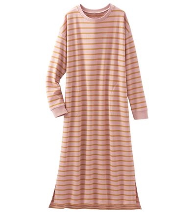 LAVIENNE（ラヴィエンヌ）の「綿混裏シャギーボーダーワンピース（パジャマ・ルームウェア）」