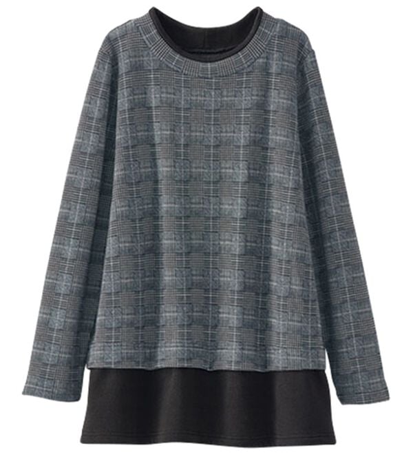 BELLUNA（ベルーナ）の「まるで着る毛布！静電防止付裏ファー重ね着風プルオーバー（カットソー）」｜詳細画像