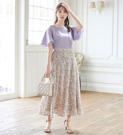 alotta（アロッタ）の「【接触冷感】シルケット素材袖シフォン使いトップス（カットソー）」