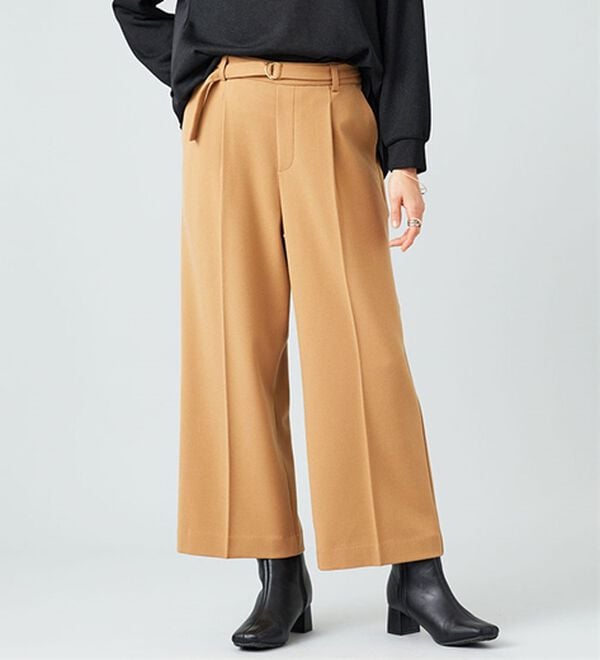 BELLUNA（ベルーナ）の「サマ見え（ウォーム）ベルト付ワイドパンツ（ワイドパンツ・ガウチョ）」｜詳細画像