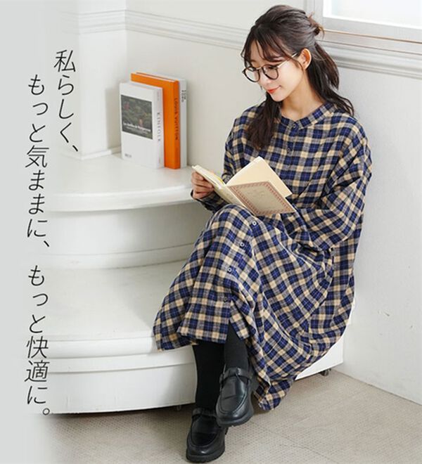 大きいサイズ】【LL～8L】フランネル細魅せチェックシャツ