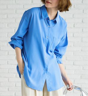 BELLUNA（ベルーナ）の「イージーケア！とろみ素材ビッグシャツ（シャツ）」｜詳細画像