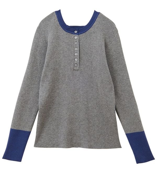 GeeRA（ジーラ）の「レイヤード風ヘンリーネックリブニットトップス（ニット・セーター）」｜詳細画像