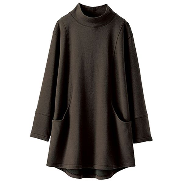 BELLUNA（ベルーナ）の「吸湿発熱ポンチ素材ポケット付チュニック（チュニック）」｜チャコール