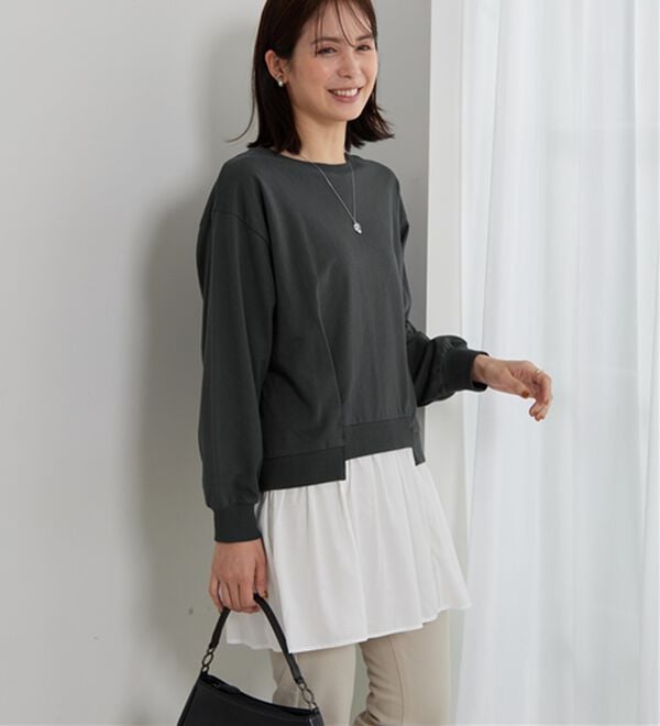 BELLUNA（ベルーナ）の「裏毛素材レイヤード風チュニック（チュニック）」｜詳細画像