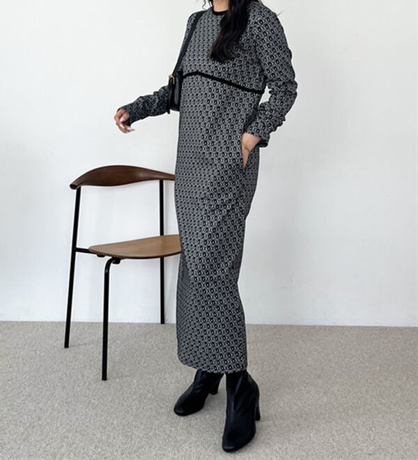 フラワージャカードパイピングワンピース - ベルーナ【公式】