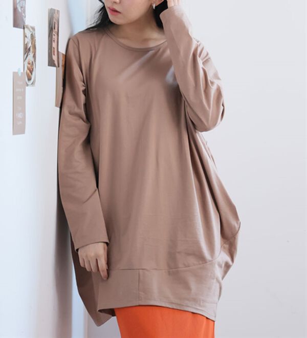 A HAPPY MARILYN（アハッピーマリリン）の「【Ｍ～８Ｌ】長袖・七分袖・半袖 コクーン シルエット チュニック（チュニック）」｜詳細画像