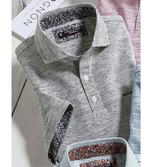 「＜コムルヴァン・オム＞大人のメランジ鹿の子ポロシャツ（メンズポロシャツ）」｜グレー