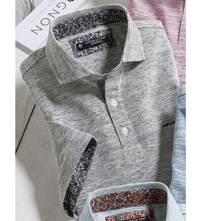 「＜コムルヴァン・オム＞大人のメランジ鹿の子ポロシャツ（メンズポロシャツ）」