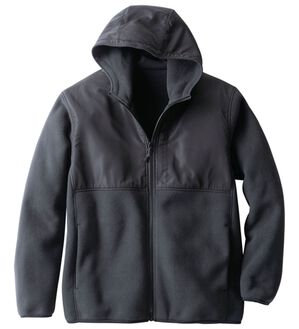 「暖か二重フリースのフードジャケット（メンズパーカー）」｜チャコールグレー