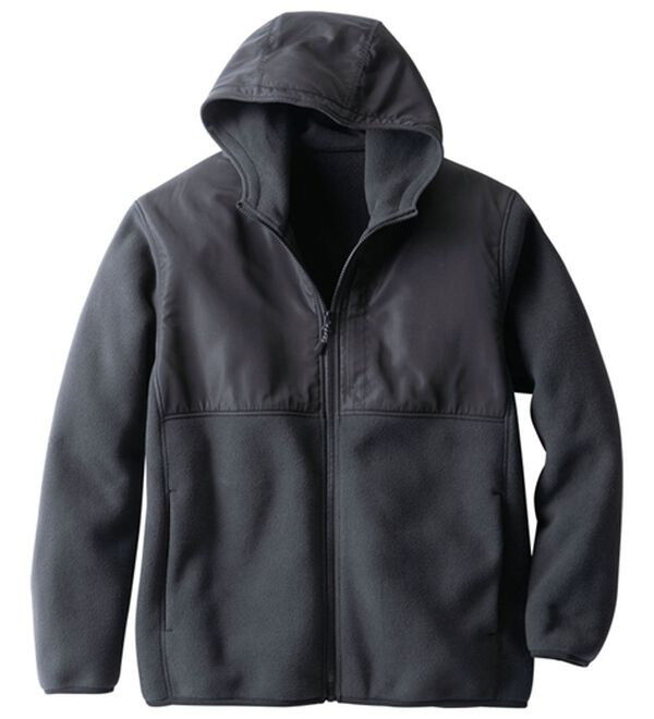 「暖か二重フリースのフードジャケット（メンズパーカー）」｜チャコールグレー