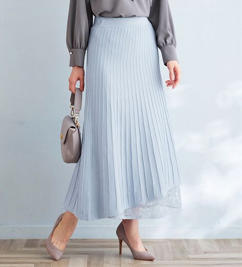 レース刺繍プリーツニット♡