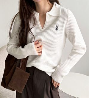 GeeRA（ジーラ）の「【U.S. POLO ASSN.】ポロ衿リブニット（ニット・セーター）」｜オフホワイト