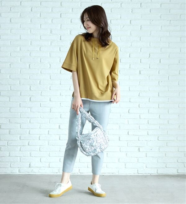 BELLUNA（ベルーナ）の「ワイドネックデザイン重ね着風プルオーバー（カットソー）」｜詳細画像