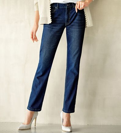 BELLUNA（ベルーナ）の「【暖かデニム】ふんわり裏起毛ストレッチスリムジーンズ（フルレングスパンツ）」