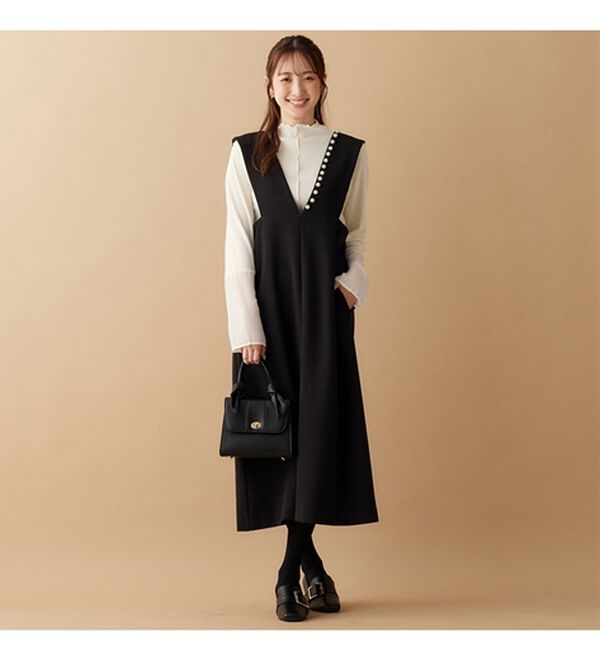 alotta（アロッタ）の「【前後２ＷＡＹ】袖口シフォン切替リブトップス（カットソー）」｜詳細画像