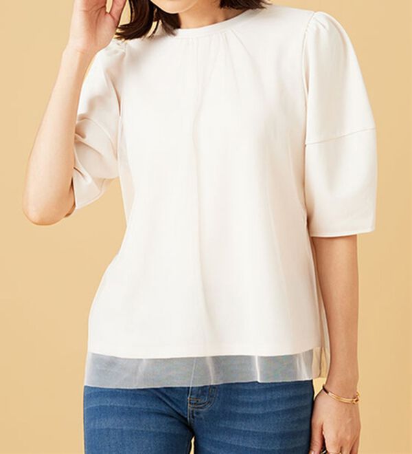 BELLUNA（ベルーナ）の「ランタンスリーブチュール重ねプルオーバー（カットソー）」｜詳細画像