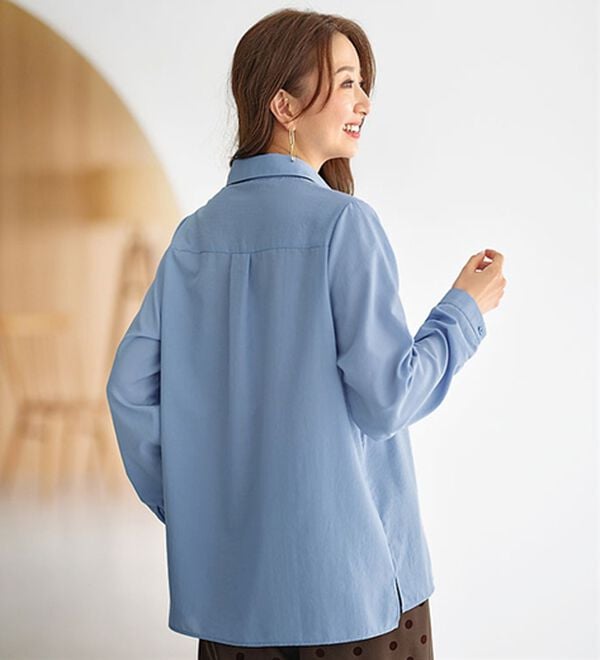 BELLUNA（ベルーナ）の「ビンテージ調素材レイヤード風チュニック（シャツ）」｜詳細画像