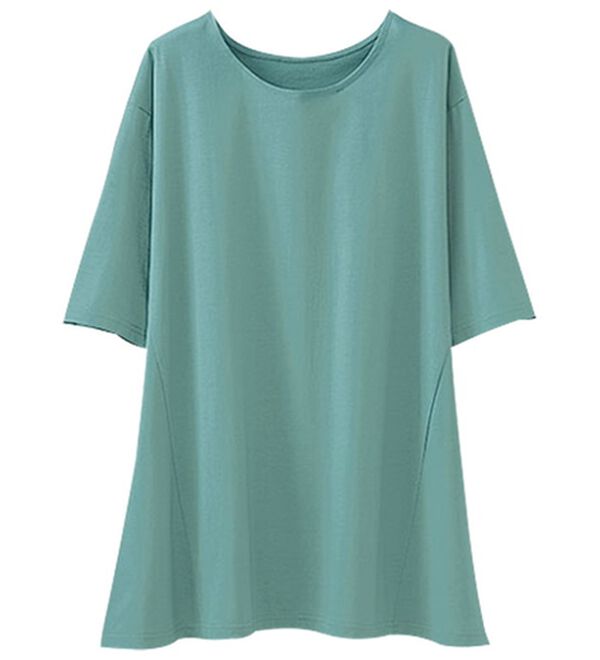 BELLUNA（ベルーナ）の「綿１００％抗菌防臭汗ジミ対策チュニック（チュニック）」｜ターコイズグリーン