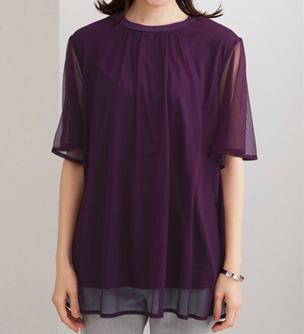 BELLUNA（ベルーナ）の「ふわり涼やか！チュール重ねチュニック（チュニック）」｜詳細画像