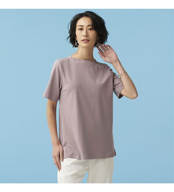 BELLUNA（ベルーナ）の「艶やか綿１００％シンプルプルオーバー（カットソー）」｜詳細画像