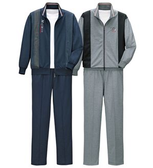 「【２着組】さらっと快適！フルジップホームスーツ（メンズルームウェア）」｜2着組