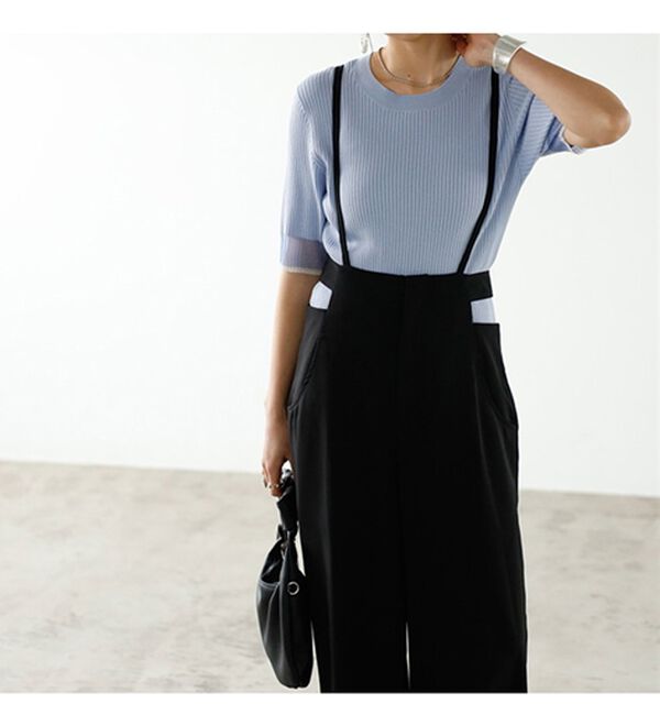 GeeRA（ジーラ）の「サイドカットアウトサス付ハイウエストパンツ（オールインワン）」｜詳細画像