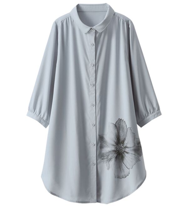 BELLUNA（ベルーナ）の「一輪の華咲くシャツチュニック（チュニック）」｜詳細画像