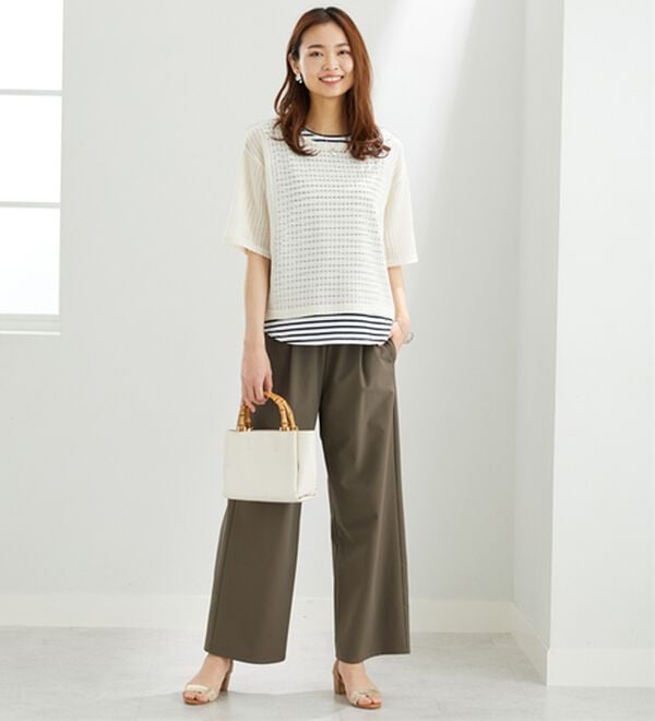 BELLUNA（ベルーナ）の「エアリーサッカー素材ワイドパンツ（ワイドパンツ・ガウチョ）」｜詳細画像