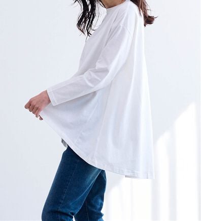 RANAN（ラナン）の「＜ＢＣ＞綿１００％ひんやりフレアーシルエットチュニック（カットソー）」