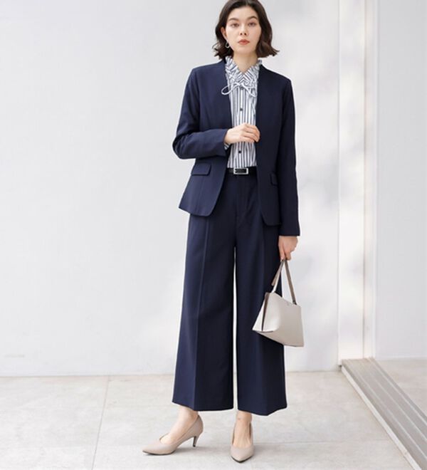 2点セット】選べるボトム！洗えて型くずれしないノーカラージャケット