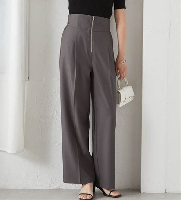 RANAN（ラナン）の「ハイウエストジップワイドパンツ（ワイドパンツ・ガウチョ）」｜詳細画像