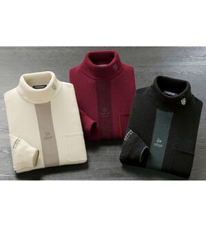 「【３色組】＜ダンロップ・リファインド＞配色切替タートルセーター（メンズニット・セーター）」｜3色組