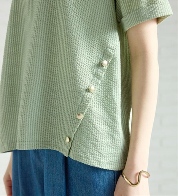 BELLUNA（ベルーナ）の「サッカー素材裾ボタンプルオーバー（カットソー）」｜詳細画像