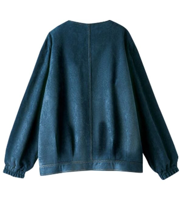 BELLUNA（ベルーナ）の「配色ステッチ使いスエード調ジャケット（ブルゾン）」｜詳細画像