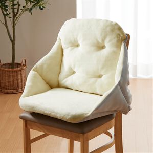 iellio（イエリオ）の「温もりに包まれるあったか腰ポカクッション＜フランネル・吸湿発熱・蓄熱・抗菌防臭・チェアカバー・座椅子カバ（チェアカバー・チェアパッド）」｜アイボリー