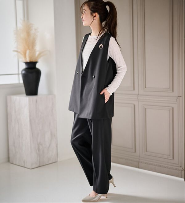 RANAN（ラナン）の「【２点セット】洗える！多機能バックフリルベストセットアップ（パンツスーツ）」｜詳細画像