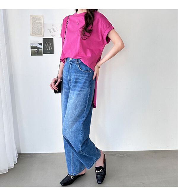 GeeRA（ジーラ）の「綿１００％フレンチスリーブチュニックＴシャツ（カットソー）」｜詳細画像