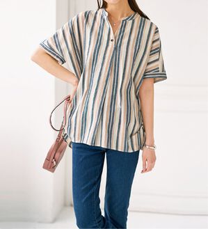 BELLUNA（ベルーナ）の「マルチストライプスキッパーデザインシャツ（チュニック）」｜詳細画像