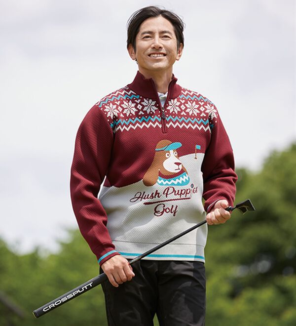 ハッシュパピー・ゴルフ＞軽量ジャカードハーフジップセーター