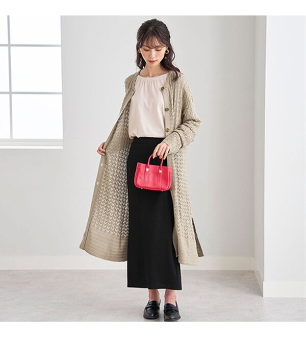 BELLUNA（ベルーナ）の「ニット素材透かし編デザインセットアップ（セットアップ）」｜詳細画像